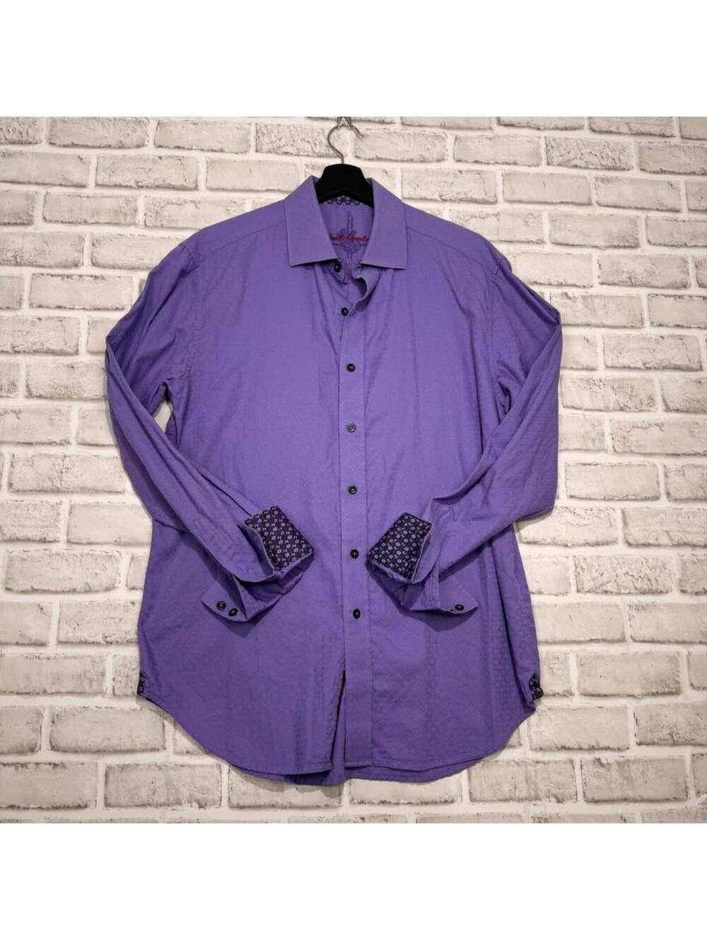 Robert Graham Long Sleeve Button Down Shirt Purple‎ Flip Cuff Men's M